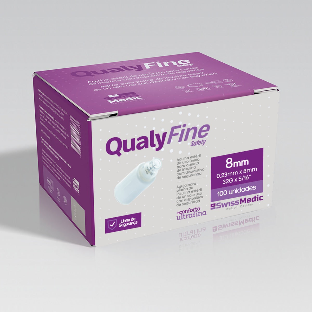 Agulhas para Caneta de Insulina com Dispositivo de Segurança 0.23mm x 8mm