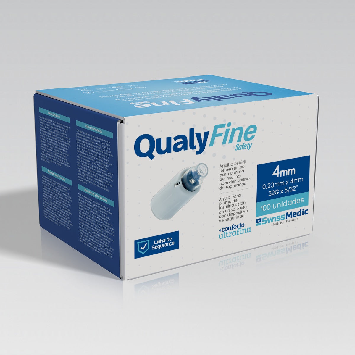 Agulhas para Caneta de Insulina com Dispositivo de Segurança 0.23mm x 4mm