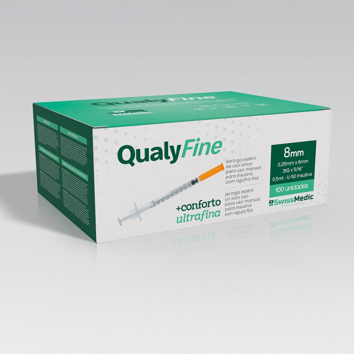 Seringas para Insulina com Agulha Fixa 0.25mm x 8mm