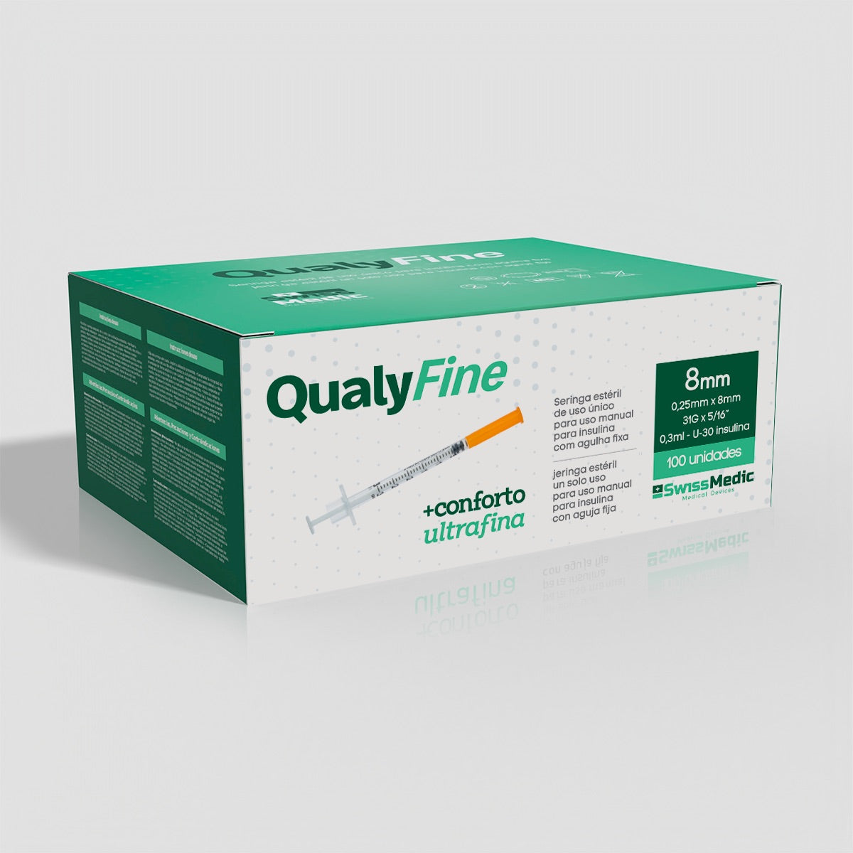 Seringas para Insulina com Agulha Fixa 0.25mm x 8mm