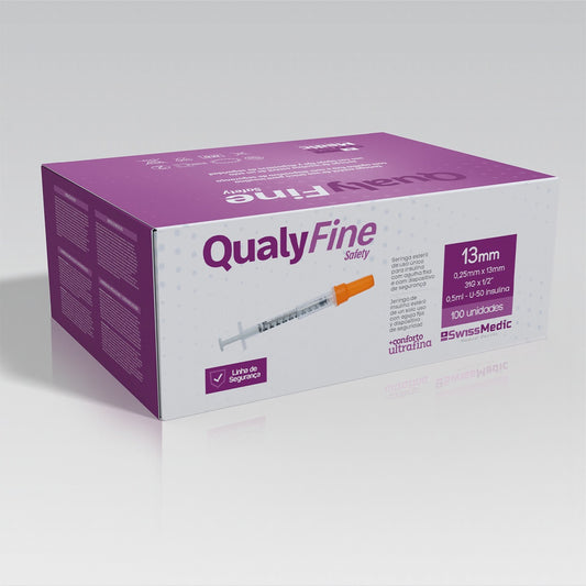 Seringas para Insulina com Agulha Fixa e Dispositivo de Segurança 0.25mm x 13mm