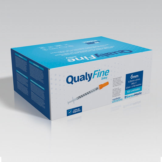 Seringas para Insulina com Agulha Fixa e Dispositivo de Segurança 0.25mm x 6mm