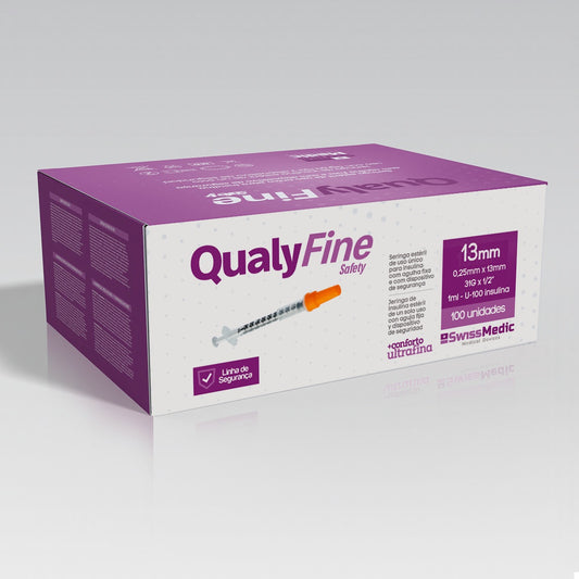 Seringas para Insulina com Agulha Fixa e Dispositivo de Segurança 0.25mm x 13mm