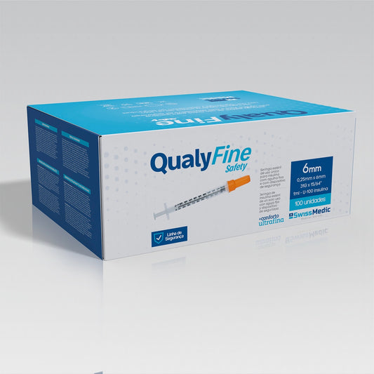 Seringas para Insulina com Agulha Fixa e Dispositivo de Segurança 0.25mm x 6mm